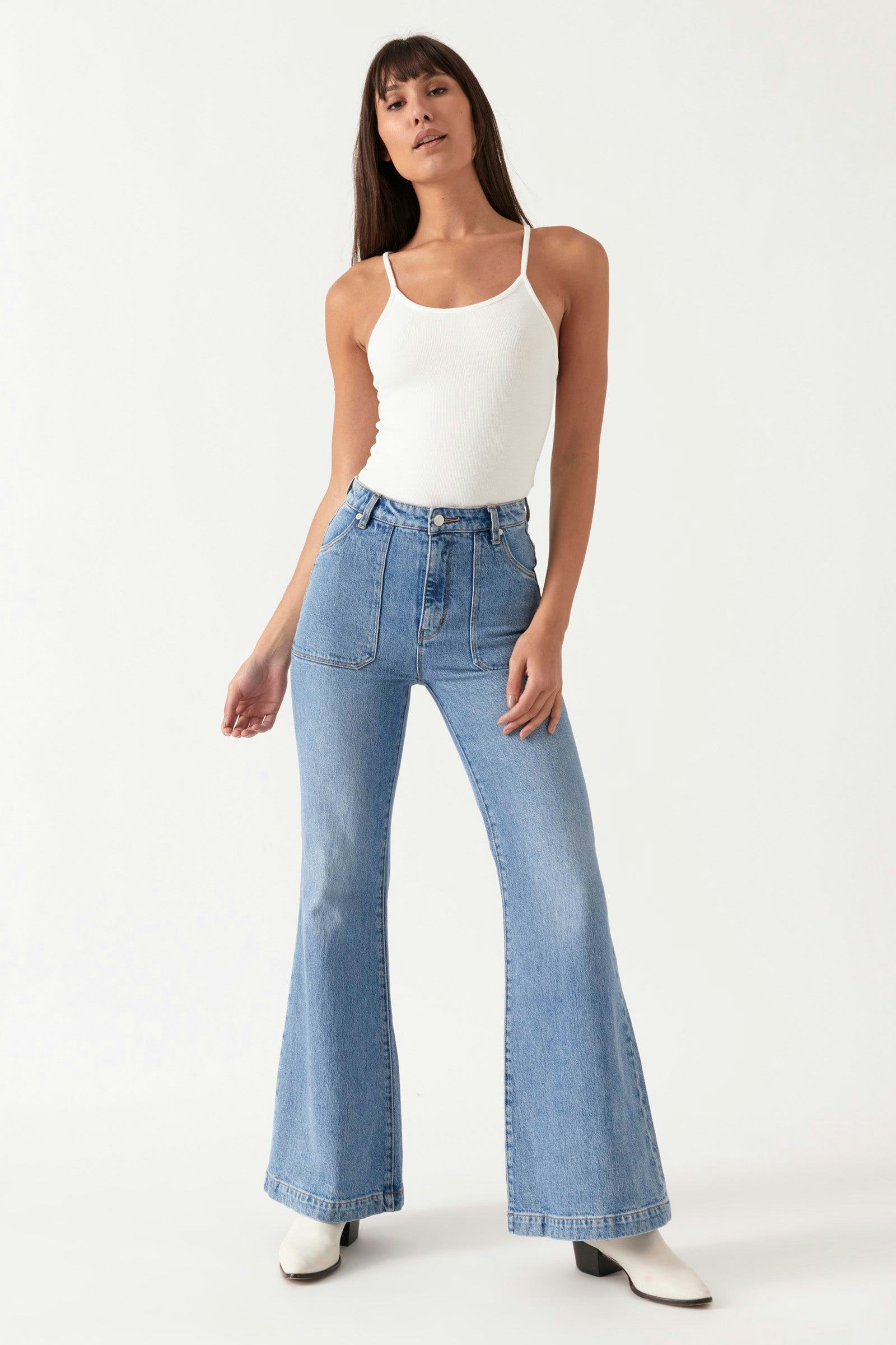 Womens - Organic Cotton Vintage Low Rise Slim Flare Jeans in