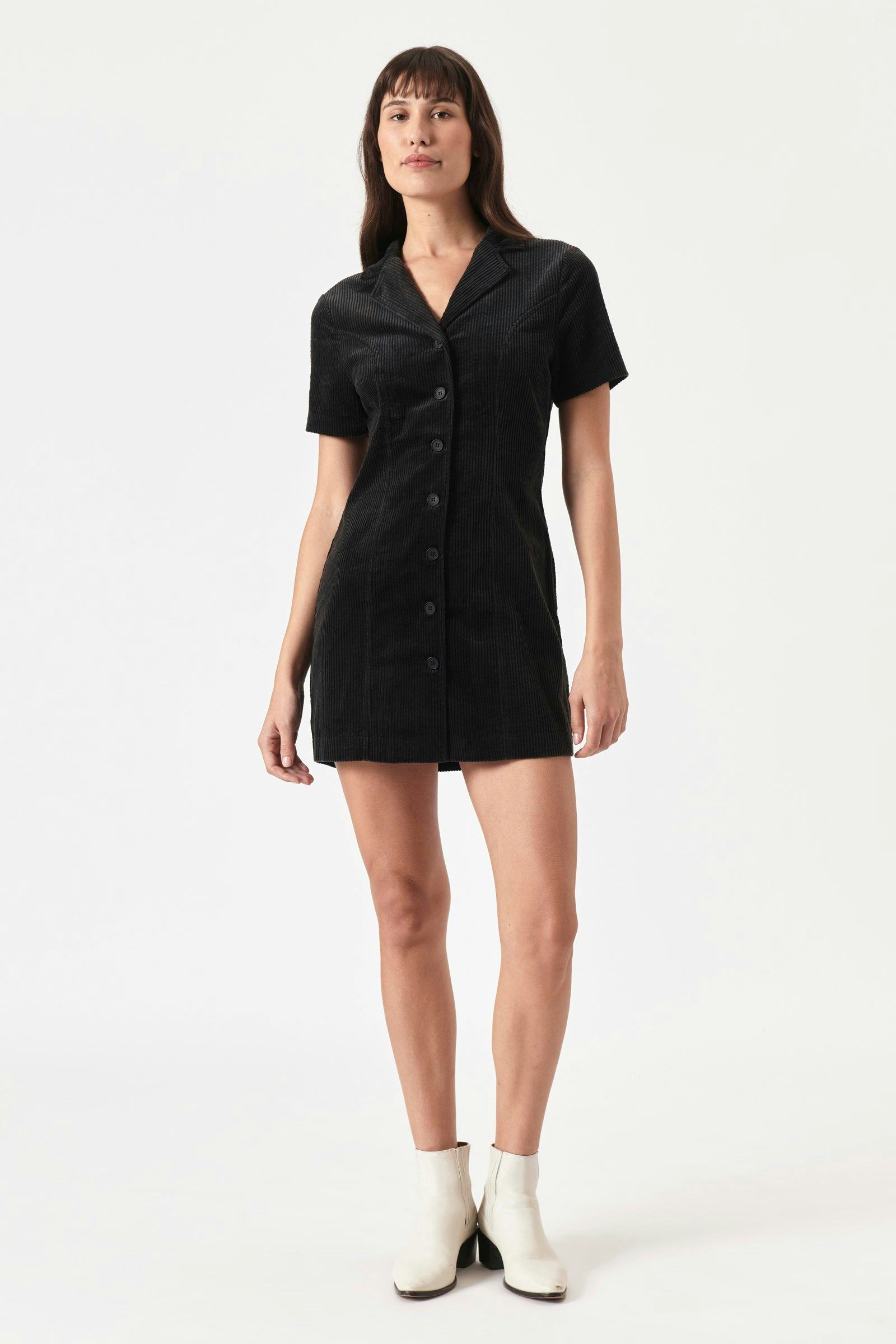 Buy Francoise Cord Tux Dress - Faded Black Online | Rollas Jeans