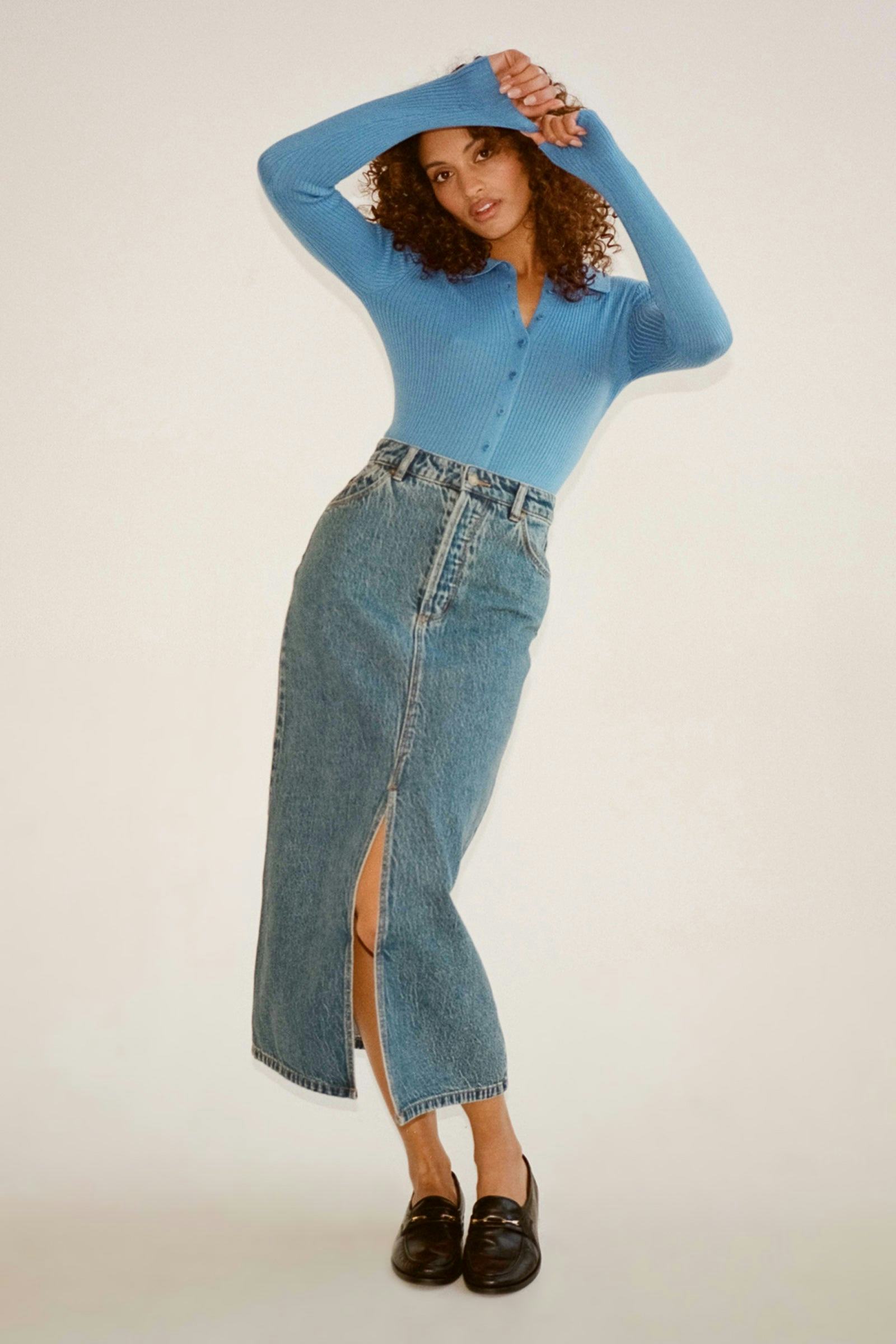 Buy Chicago Skirt - Lyocell Blue Online | Rollas Jeans