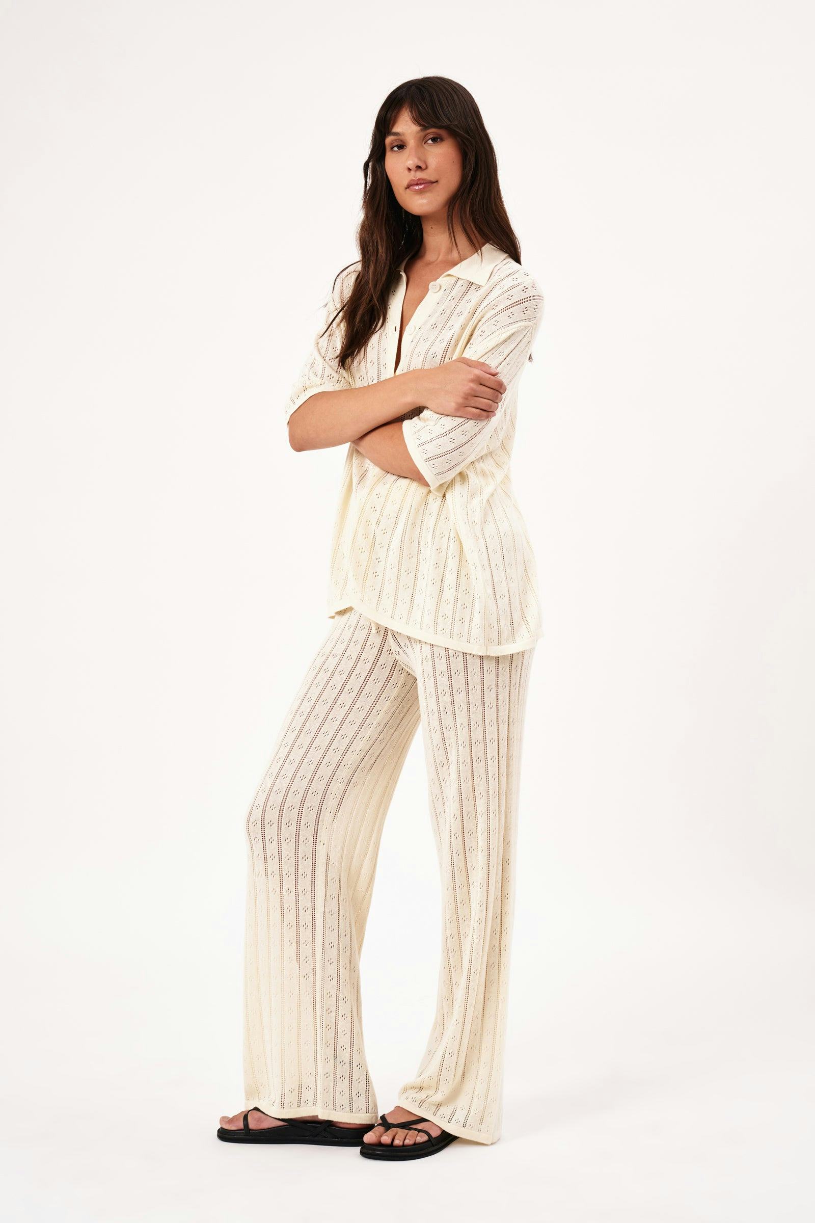 Buy Milan Knit Shirt - Buttercream Online | Rollas Jeans