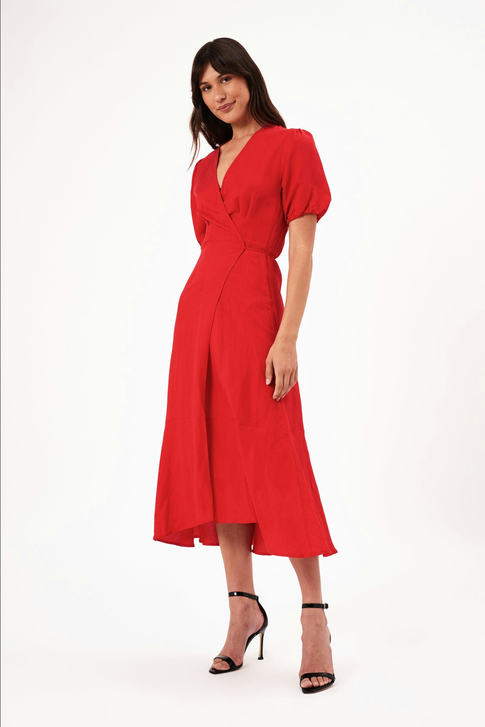 Buy Verona Linen Dress - Coral Online | Rollas Jeans
